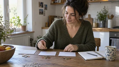 Préparation de plusieurs objectifs d’épargne avec un carnet et des enveloppes — illustration générée par IA
