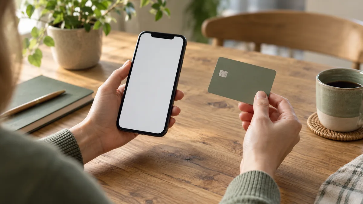 Carte bancaire et téléphone pour un paiement — illustration générée par IA