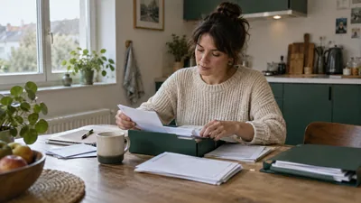 Organisation des factures et des documents du budget du foyer — illustration générée par IA