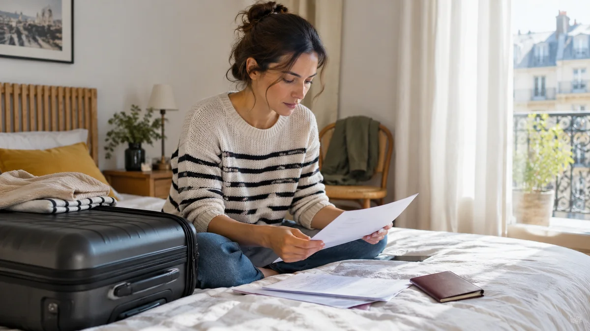 Préparation des documents d’assurance et d’assistance avant un voyage — illustration générée par IA